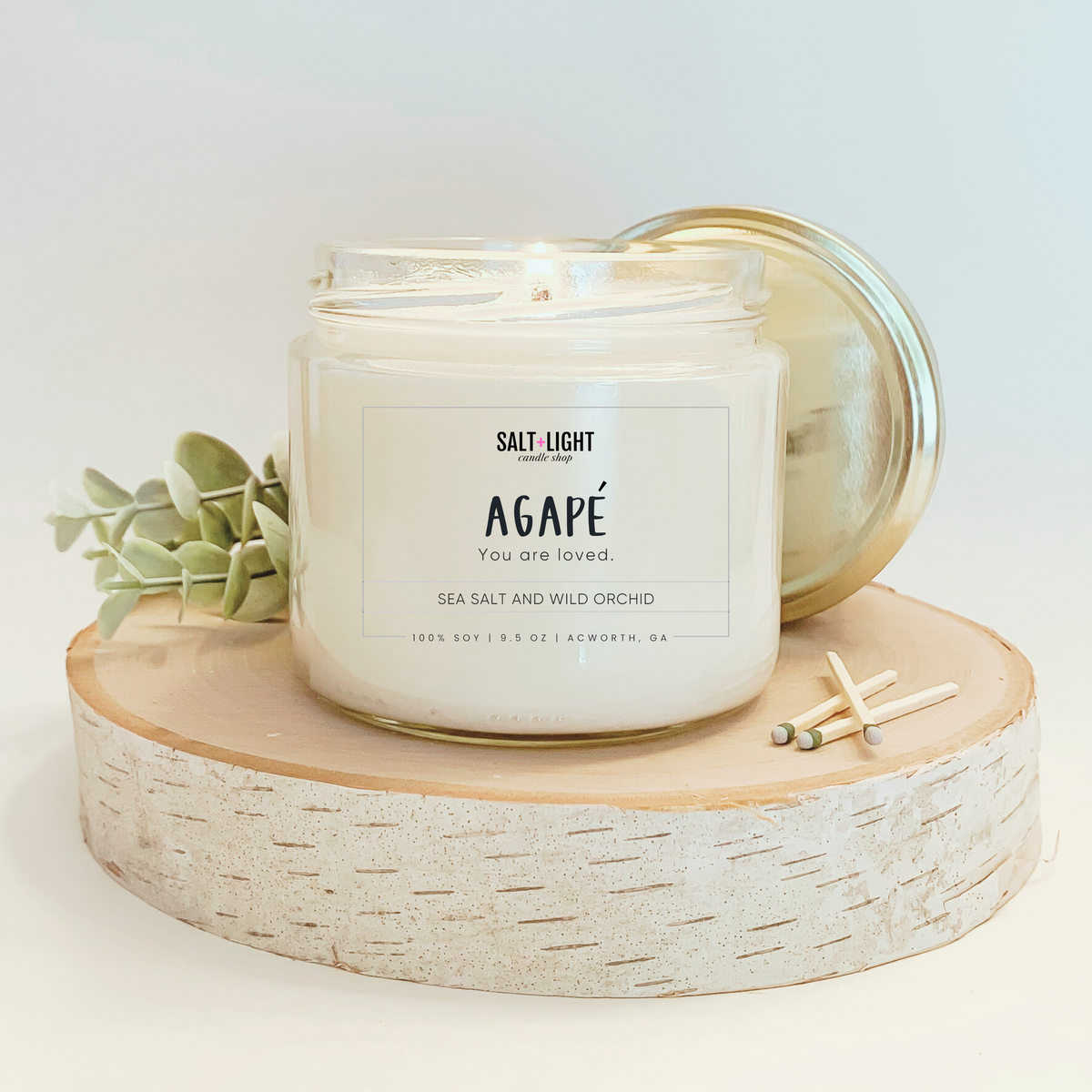 Agape Candle 100 soy Christian gifts Salt + Light Candle Shop